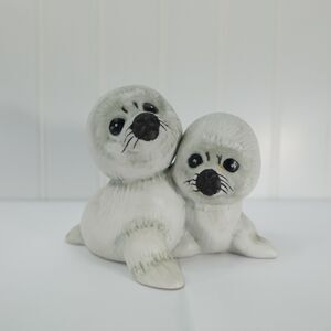 Vintage 1984 Enesco Morehead Endangered Young'uns Harp Seal Pups Figurine
